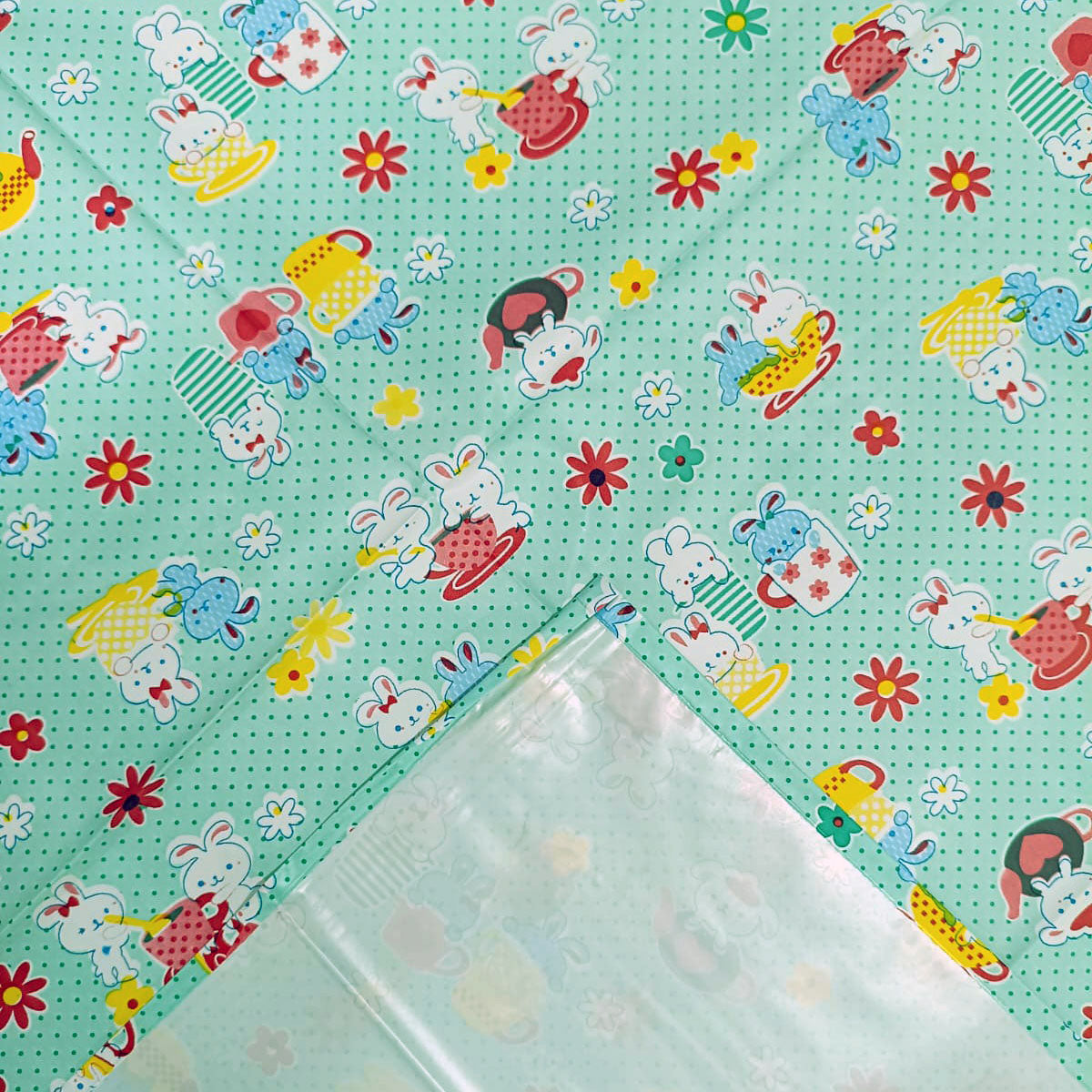 RYKA Printed Waterproof Baby Crib Bedsheet  | PVC Urine Proof Mattress Protector | Plastic Sheet for Newborn & Toddler | Green Teddy (Pack of 1)