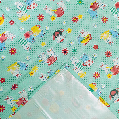RYKA Printed Waterproof Baby Crib Bedsheet  | PVC Urine Proof Mattress Protector | Plastic Sheet for Newborn & Toddler | Green Teddy (Pack of 1)