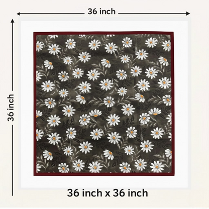 RYKA Reversible Food Mat Bed Server|Floral Design Printed | Water Proof PVC Material | Bedsheet Protector |Size 36 x 36 | Black & Grey (Pack Of 1)