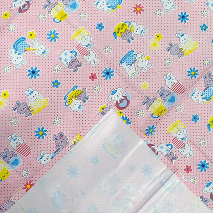 RYKA Printed Waterproof Baby Crib Bedsheet  | PVC Urine Proof Mattress Protector | Plastic Sheet for Newborn & Toddler | Pink Teddy (Pack of 1)