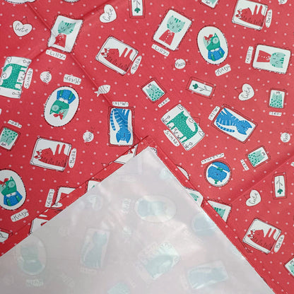 RYKA Printed Waterproof Baby Crib Bedsheet  | PVC Urine Proof Mattress Protector | Plastic Sheet for Newborn & Toddler | Pink Kitty (Pack of 1)