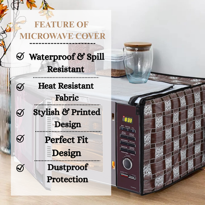 RYKA Oven Cover | Non-Woven Microwave Oven Cover with Elegent Design | Oven Cover for Kitchen Decor | Biscuit Printed Oven Cover | Grey Biscuit Brown (Pack of 1)