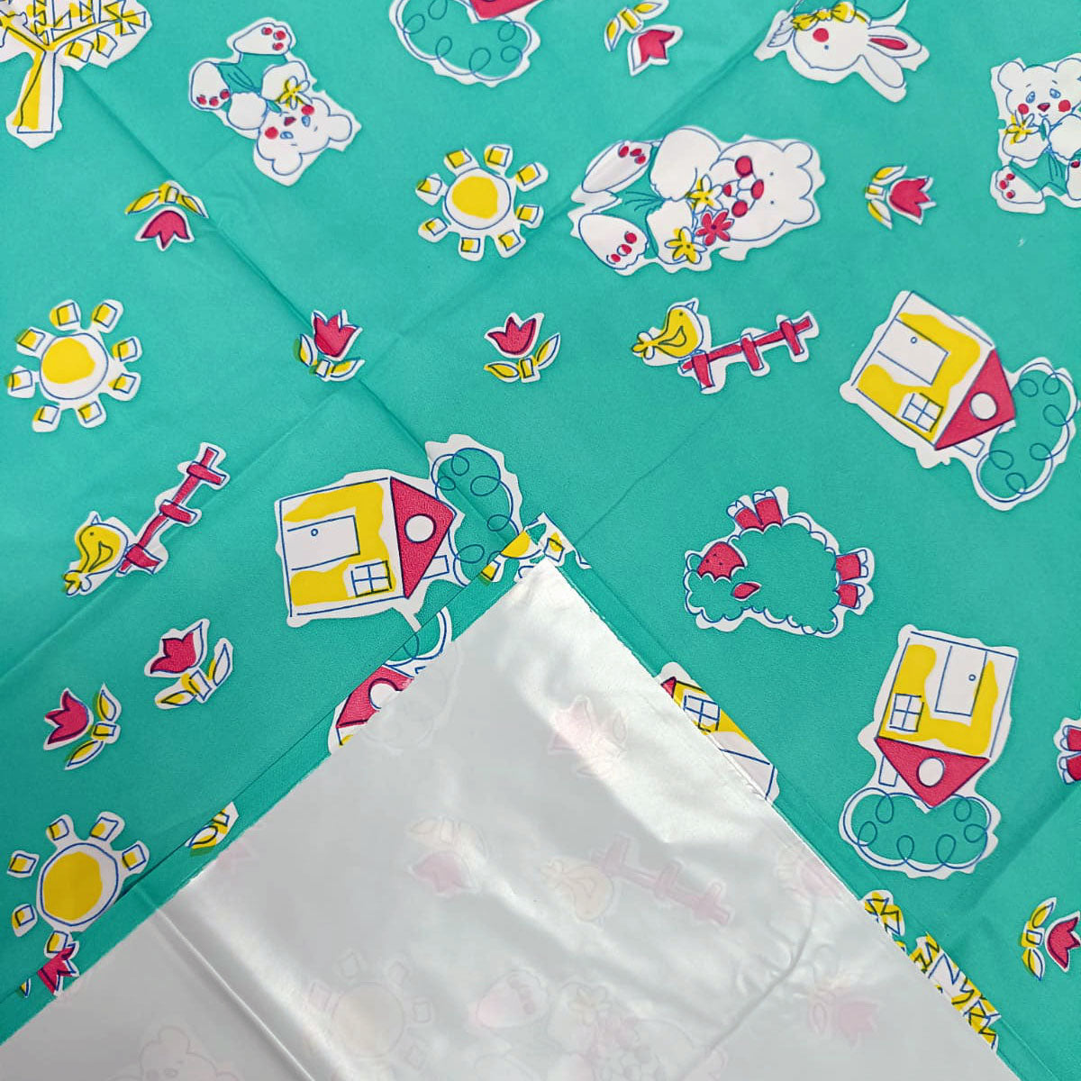 RYKA Printed Waterproof Baby Crib Bedsheet  | PVC Urine Proof Mattress Protector | Plastic Sheet for Newborn & Toddler | Green Sparrow (Pack of 1)