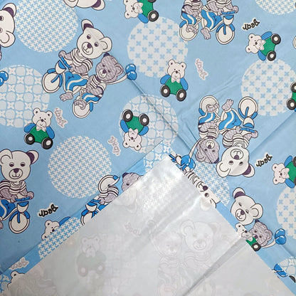RYKA Printed Waterproof Baby Crib Bedsheet  | PVC Urine Proof Mattress Protector | Plastic Sheet for Newborn & Toddler | Blue Bear (Pack of 1)