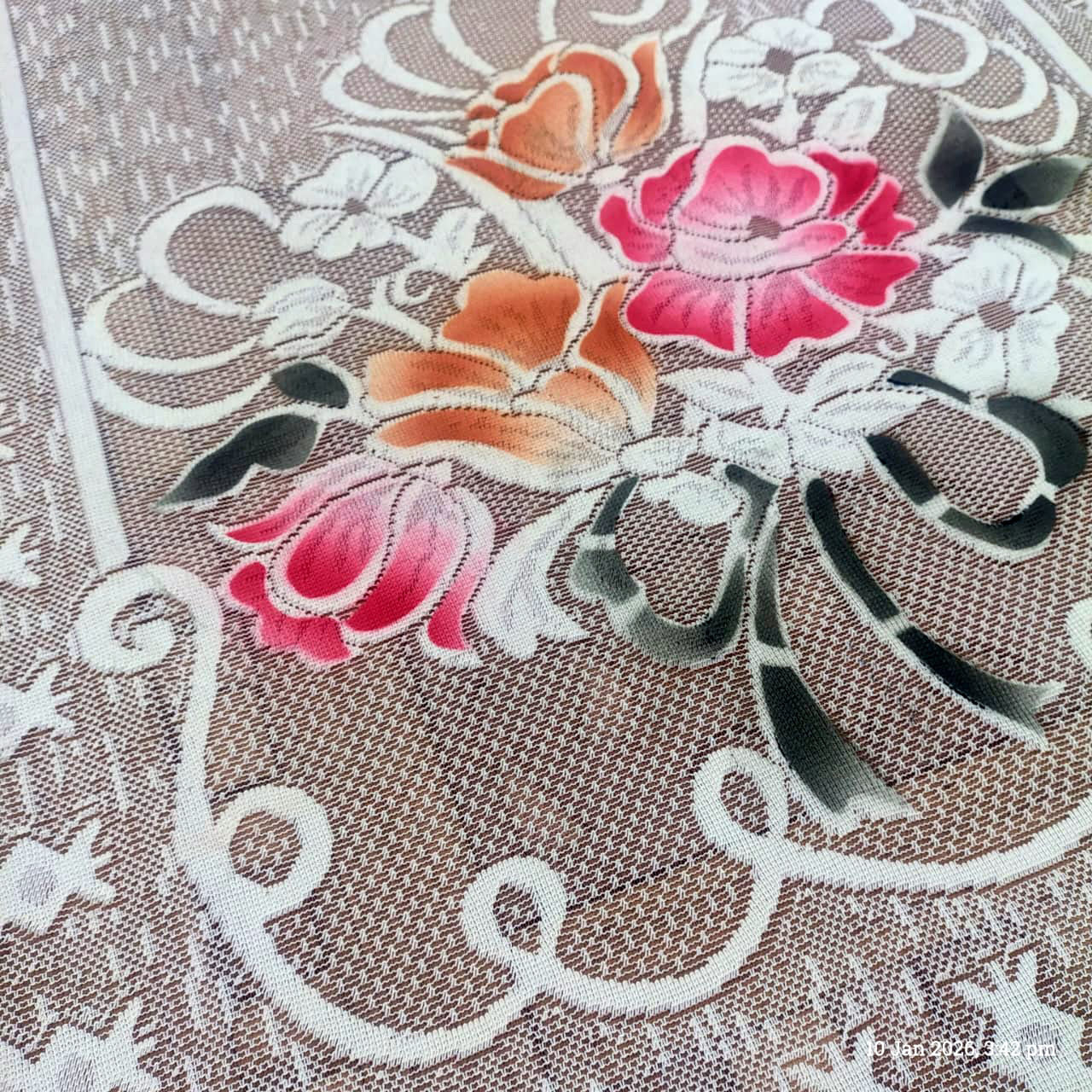 RYKA Cotton Net Table Cover 40x60 Inch 4 Seater | Embroidered Center & Dining Table Cloth (Pack Of 1)