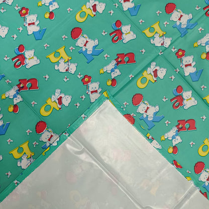 RYKA Printed Waterproof Baby Crib Bedsheet  | PVC Urine Proof Mattress Protector | Plastic Sheet for Newborn & Toddler | Green Alphabet (Pack of 1)