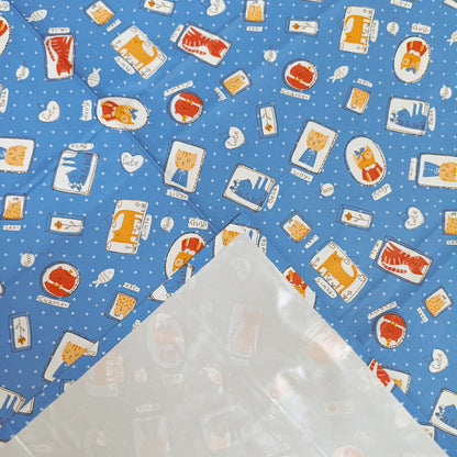 RYKA Printed Waterproof Baby Crib Bedsheet  | PVC Urine Proof Mattress Protector | Plastic Sheet for Newborn & Toddler | Blue Kitty (Pack of 1)