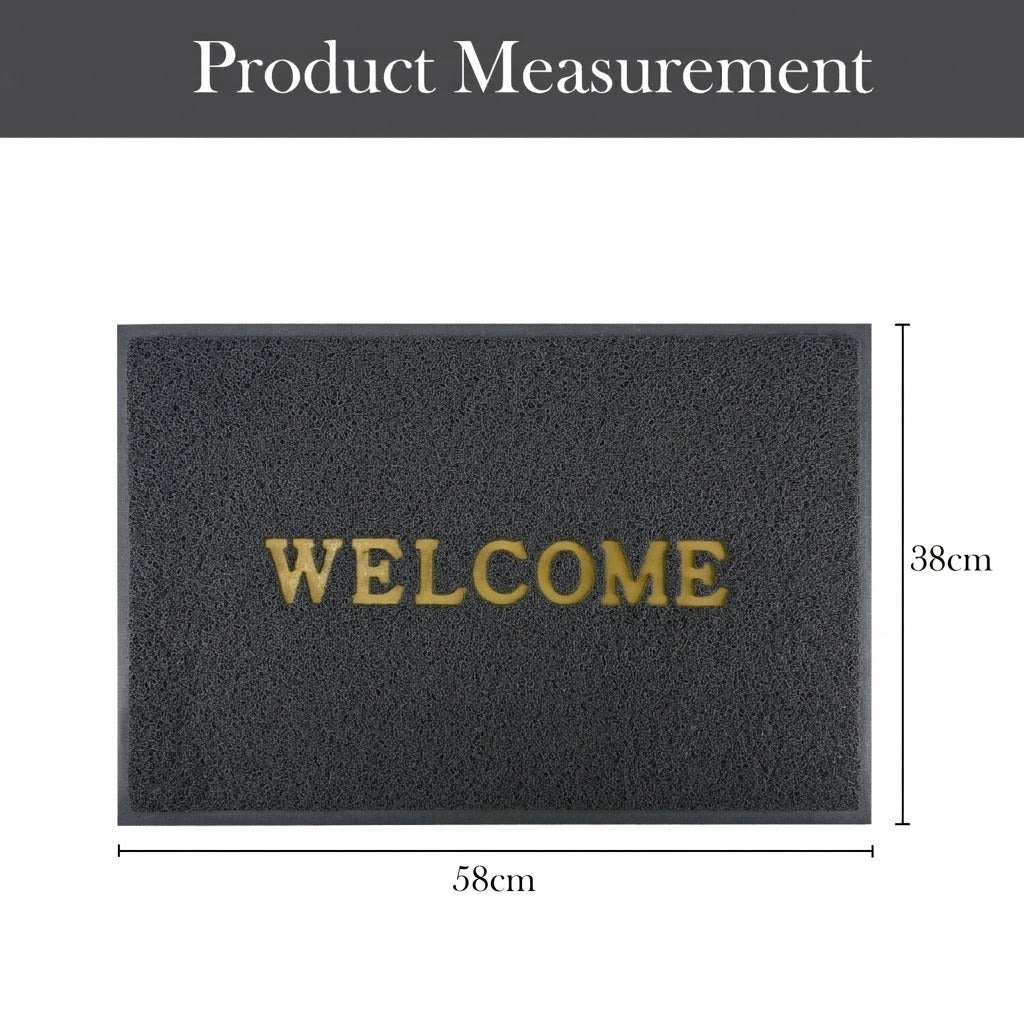 RYKA Indoor Outdoor Anti-Slip Welcome Rubber Door Rectangular Mat | Welcome Mat | 38X58 (Grey)