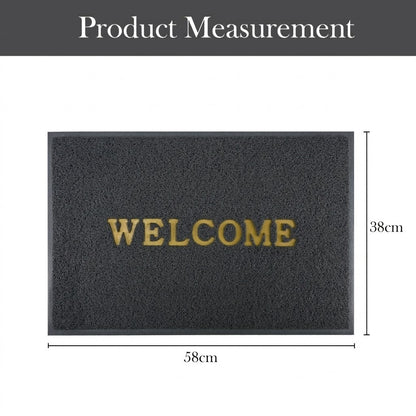 RYKA Indoor Outdoor Anti-Slip Welcome Rubber Door Rectangular Mat | Welcome Mat | 38X58 (Grey)