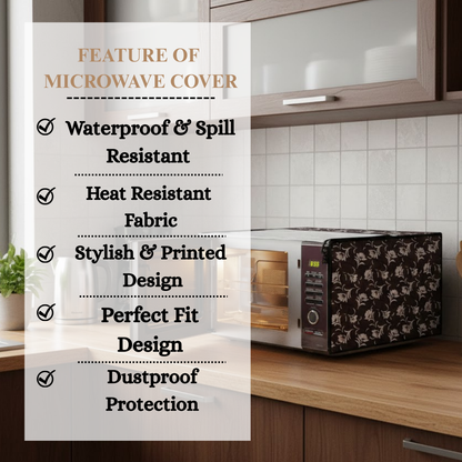 RYKA Oven Cover | Non-Woven Microwave Oven Cover with Elegent Design | Oven Cover for Kitchen Decor | Floral Printed Oven Cover | Grey Floral (Pack of 1)