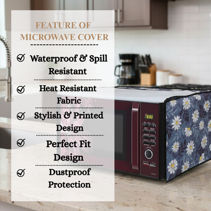 RYKA Oven Cover | Non-Woven Microwave Oven Cover with Elegent Design | Oven Cover for Kitchen Decor | Floral Printed Oven Cover | Grey Flower (Pack of 1)