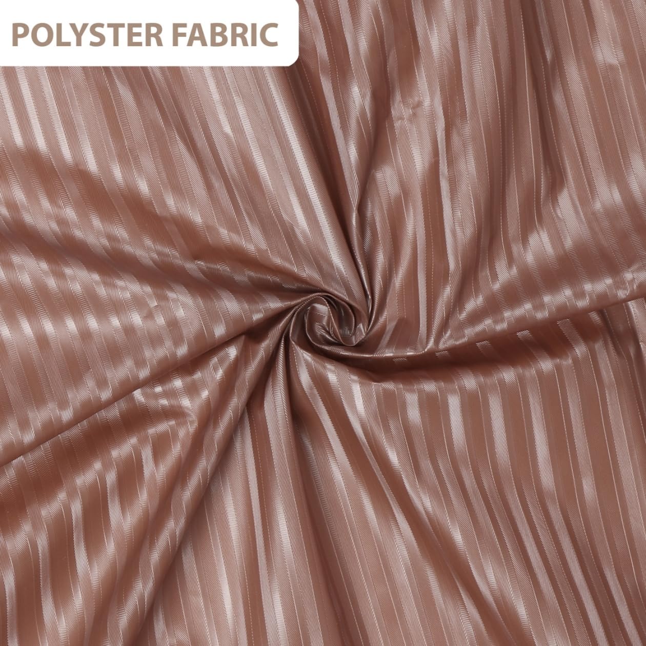 RYKA PVC Plain Striped Shower Curtain | Waterproof Fabric Bathroom Curtain with 8 Hooks | Modern Plain Stripe Design | Brown (Pack of 1)