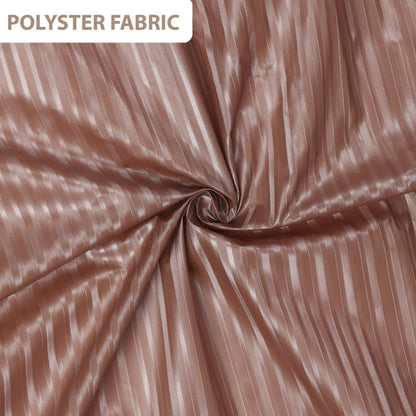 RYKA PVC Plain Striped Shower Curtain | Waterproof Fabric Bathroom Curtain with 8 Hooks | Modern Plain Stripe Design | Brown (Pack of 1)