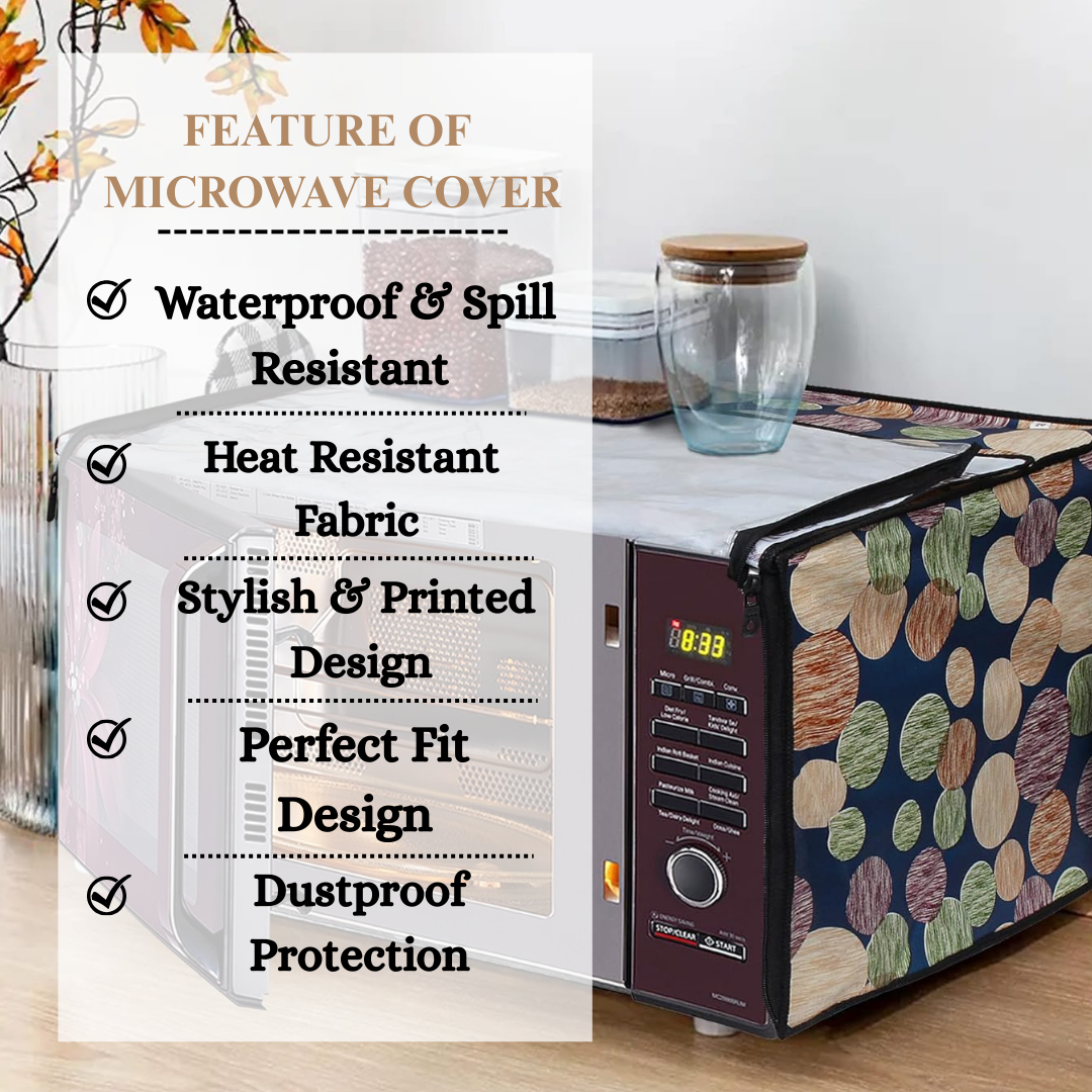 RYKA Oven Cover | Non-Woven Microwave Oven Cover with Elegent Design | Oven Cover for Kitchen Decor | Moon Printed Oven Cover | Blue (Pack of 1)