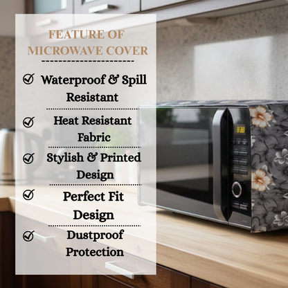 RYKA Oven Cover | Non-Woven Microwave Oven Cover with Elegent Design | Oven Cover for Kitchen Decor | Floral Printed Oven Cover | White Flower (Pack of 1)