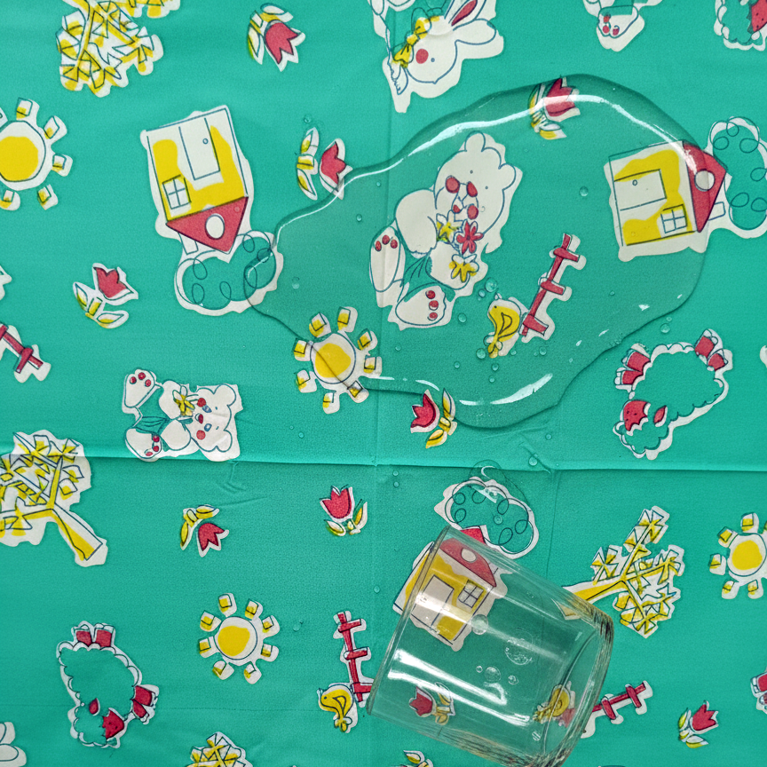 RYKA Printed Waterproof Baby Crib Bedsheet  | PVC Urine Proof Mattress Protector | Plastic Sheet for Newborn & Toddler | Green Sparrow (Pack of 1)