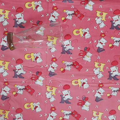 RYKA Printed Waterproof Baby Crib Bedsheet  | PVC Urine Proof Mattress Protector | Plastic Sheet for Newborn & Toddler | Pink Alphabet (Pack of 1)