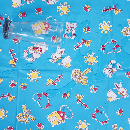 RYKA Printed Waterproof Baby Crib Bedsheet  | PVC Urine Proof Mattress Protector | Plastic Sheet for Newborn & Toddler | Blue Sparrow (Pack of 1)