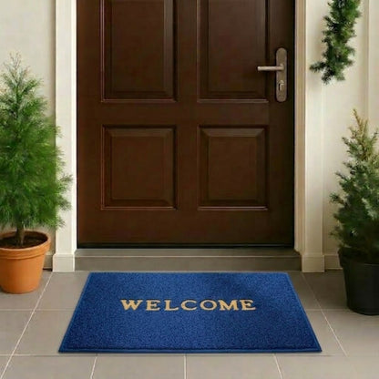 RYKA Indoor Outdoor Anti-Slip Welcome Rubber Door Rectangular Mat | Welcome Mat | 38X58 (Blue)