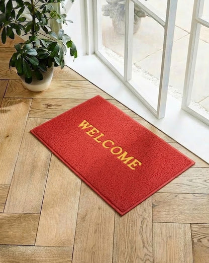 RYKA Indoor Outdoor Anti-Slip Welcome Rubber Door Rectangular Mat | Welcome Mat | 38X58 (Red)