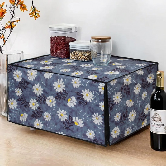 RYKA Oven Cover | Non-Woven Microwave Oven Cover with Elegent Design | Oven Cover for Kitchen Decor | Floral Printed Oven Cover | Grey Flower (Pack of 1)