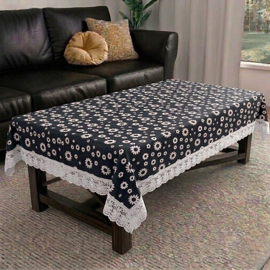 RYKA PVC Printed Table Cover 4 Seater | Table Protector Sheet | Waterproof and Dustproof | Floral Printed Table Cover | Rectangular Center Table Cover | 40X60 Inch (Pack Of 1)