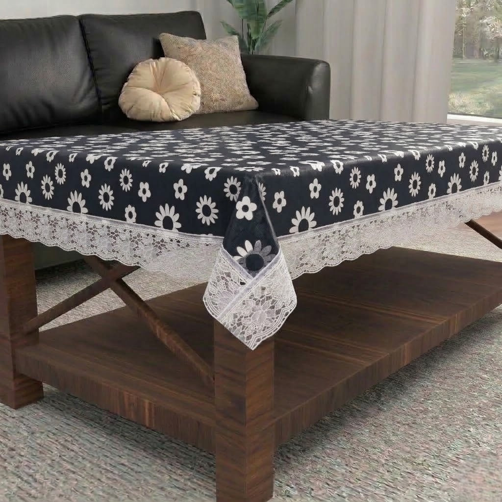 RYKA PVC Printed Table Cover 4 Seater | Table Protector Sheet | Waterproof and Dustproof | Floral Printed Table Cover | Rectangular Center Table Cover | 40X60 Inch (Pack Of 1)