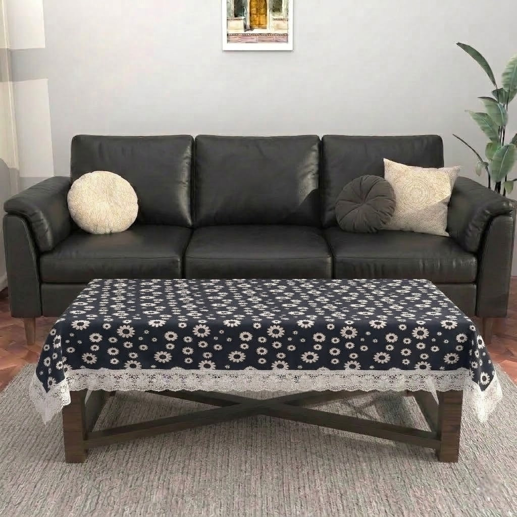 RYKA PVC Printed Table Cover 4 Seater | Table Protector Sheet | Waterproof and Dustproof | Floral Printed Table Cover | Rectangular Center Table Cover | 40X60 Inch (Pack Of 1)