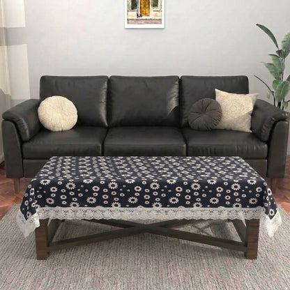 RYKA PVC Printed Table Cover 4 Seater | Table Protector Sheet | Waterproof and Dustproof | Floral Printed Table Cover | Rectangular Center Table Cover | 40X60 Inch (Pack Of 1)