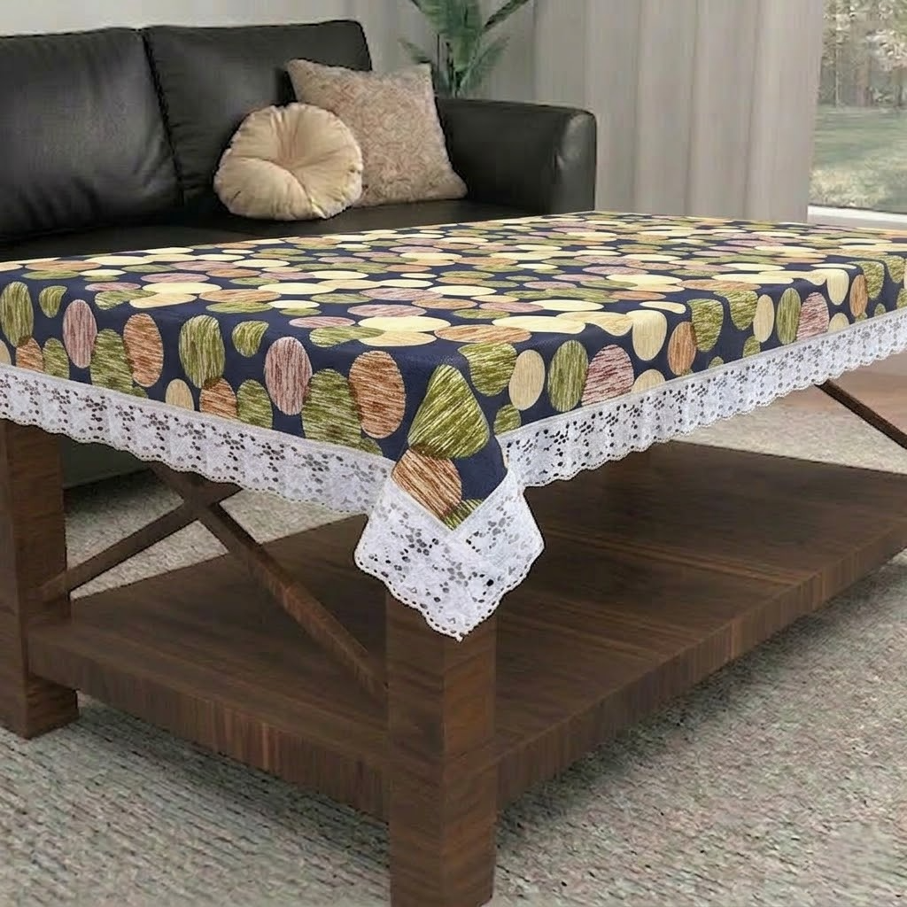 RYKA PVC Printed Table Cover 4 Seater | Table Protector Sheet | Waterproof and Dustproof | Moon Printed Table Cover | Rectangular Center Table Cover | 40X60 Inch (Pack Of 1)