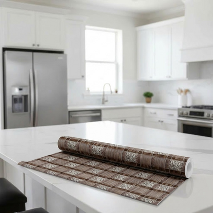RYKA Shelf Mat | Printed Desk Mat | Placemat for Kitchen | PVC Non-Slip Drawer Sheets| Kitchen Cabinet Shelf Liner | 5 Meter (Brown)