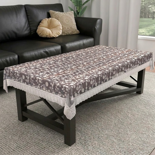 RYKA PVC Transparent Table Cover 4 Seater | Table Protector Sheet | Waterproof and Dustproof | Diamond Silver Lace Transparent Table Cloth | Rectangular Center Table Cover | 40X60 Inch (Pack Of 1)