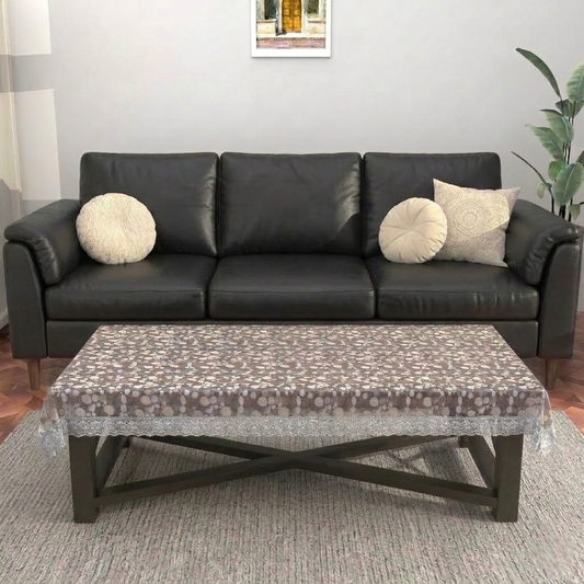RYKA PVC Transparent Table Cover 4 Seater | Table Protector Sheet | Waterproof and Dustproof | Diamond Silver Lace Transparent Table Cloth | Rectangular Center Table Cover | 40X60 Inch (Pack Of 1)