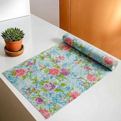 RYKA Shelf Mat | Rose Printed Desk Mat | Placemat for Kitchen | PVC Non-Slip Drawer Sheets| Kitchen Cabinet Shelf Liner | 5 Meter (Rose)
