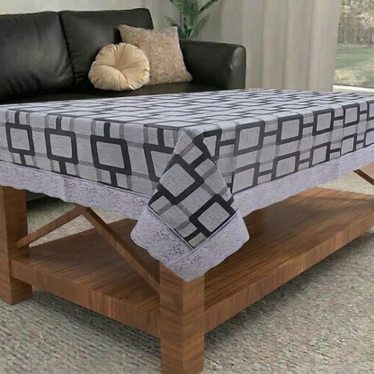 RYKA PVC Printed Table Cover 4 Seater | Table Protector Sheet | Waterproof and Dustproof | Grey Printed Table Cover | Rectangular Center Table Cover | 40X60 Inch (Pack Of 1)