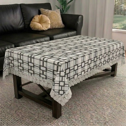 RYKA PVC Printed Table Cover 4 Seater | Table Protector Sheet | Waterproof and Dustproof | Grey Printed Table Cover | Rectangular Center Table Cover | 40X60 Inch (Pack Of 1)