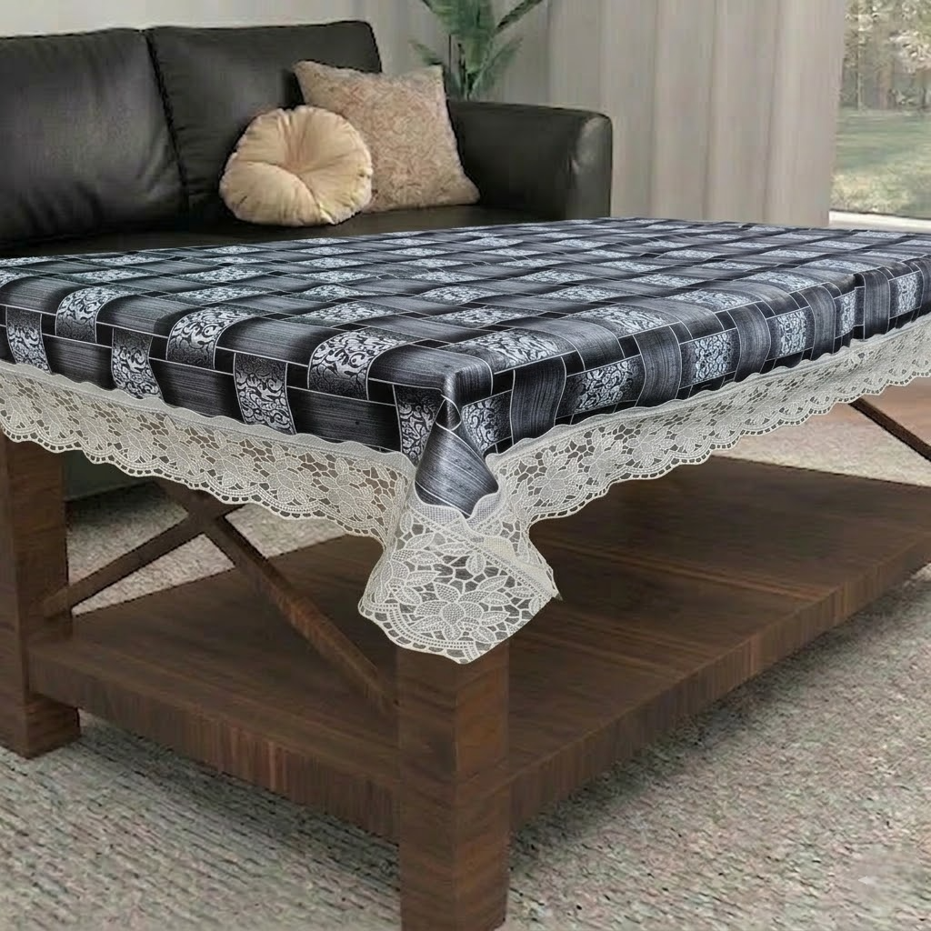 RYKA PVC Printed Table Cover 4 Seater | Table Protector Sheet | Waterproof and Dustproof | Elegent Printed Table Cover | Rectangular Center Table Cover | 40X60 Inch (Pack Of 1)
