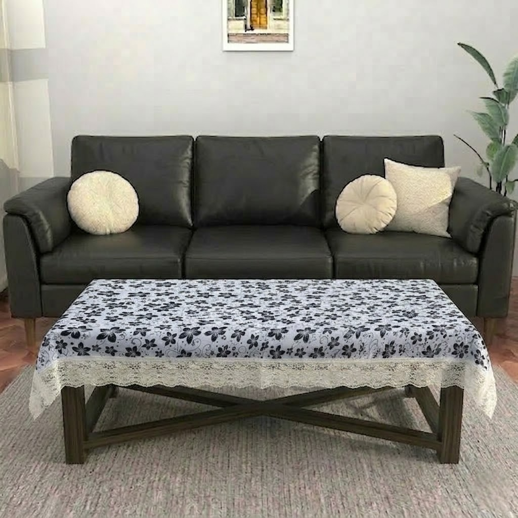 RYKA PVC Printed Table Cover 4 Seater | Table Protector Sheet | Waterproof and Dustproof | Floral Printed Table Cover | Rectangular Center Table Cover | 40X60 Inch (Pack Of 1)