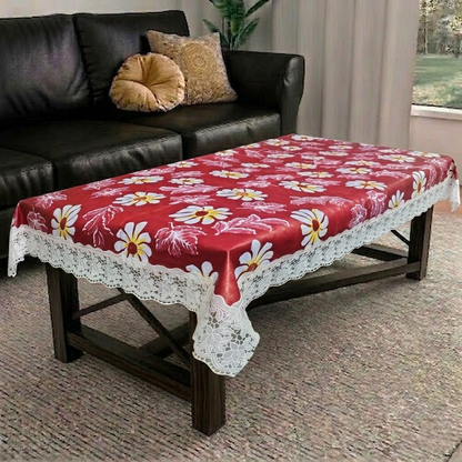 RYKA PVC Printed Table Cover 4 Seater | Table Protector Sheet | Waterproof and Dustproof | Floral Printed Table Cover | Rectangular Center Table Cover | 40X60 Inch (Pack Of 1)