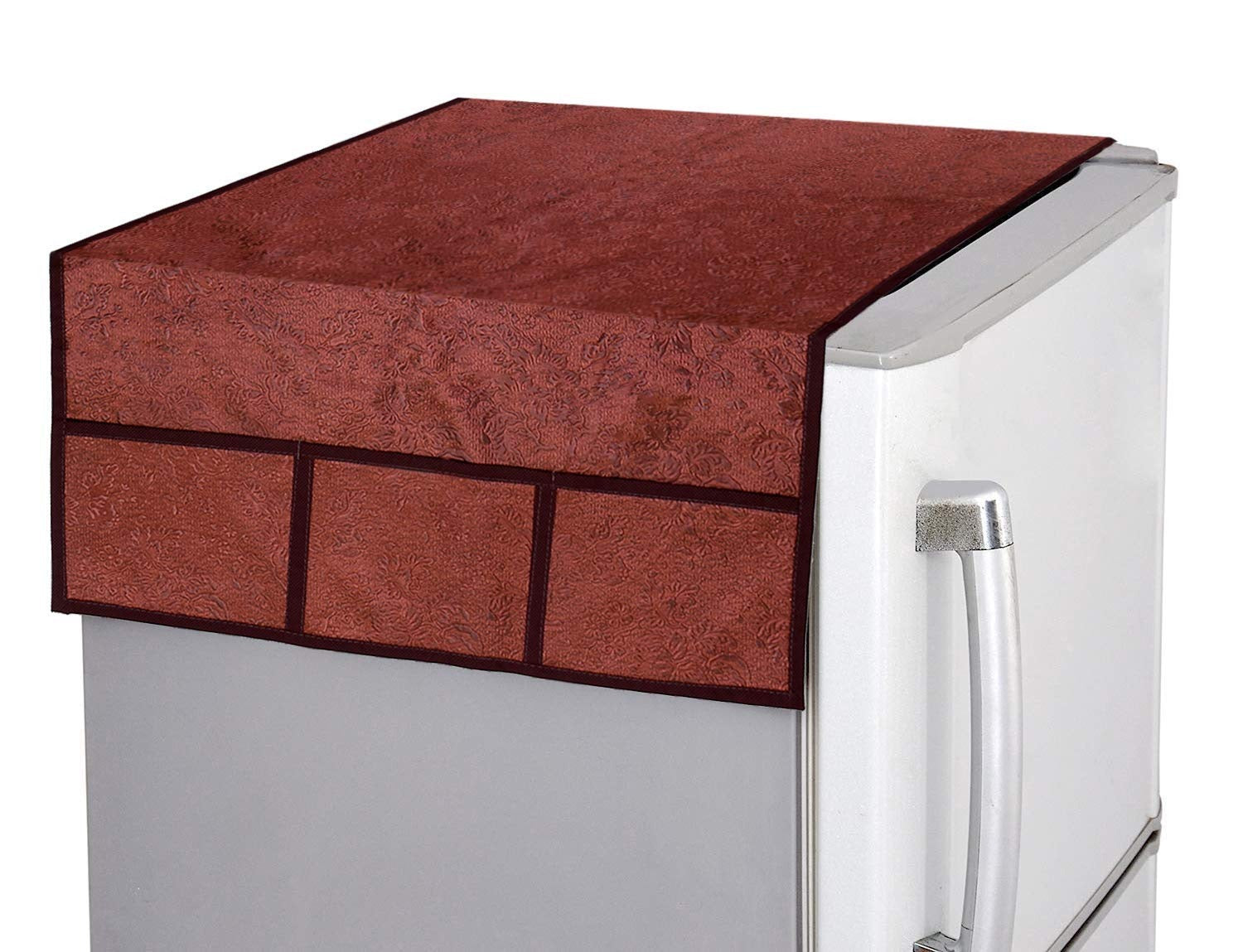 Ryka Premium PVC Fridge Top Cover | Waterproof & Dustproof Refrigerator Cover with 6 Utility Pockets | Stylish Printed Fridge Mat for Home Kitchen Décor