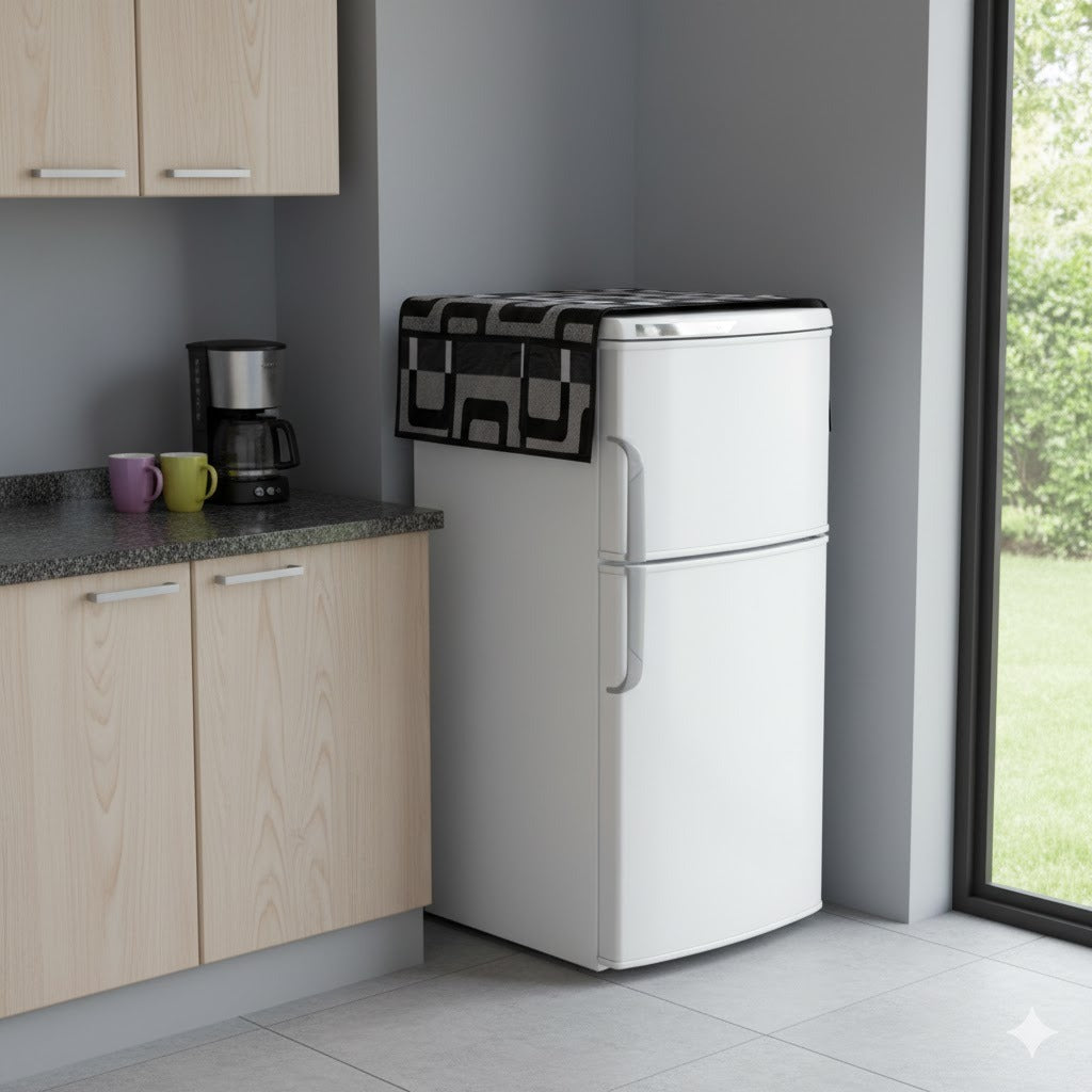 Ryka Premium PVC Fridge Top Cover | Waterproof & Dustproof Refrigerator Cover with 6 Utility Pockets | Stylish Printed Fridge Mat for Home Kitchen Décor