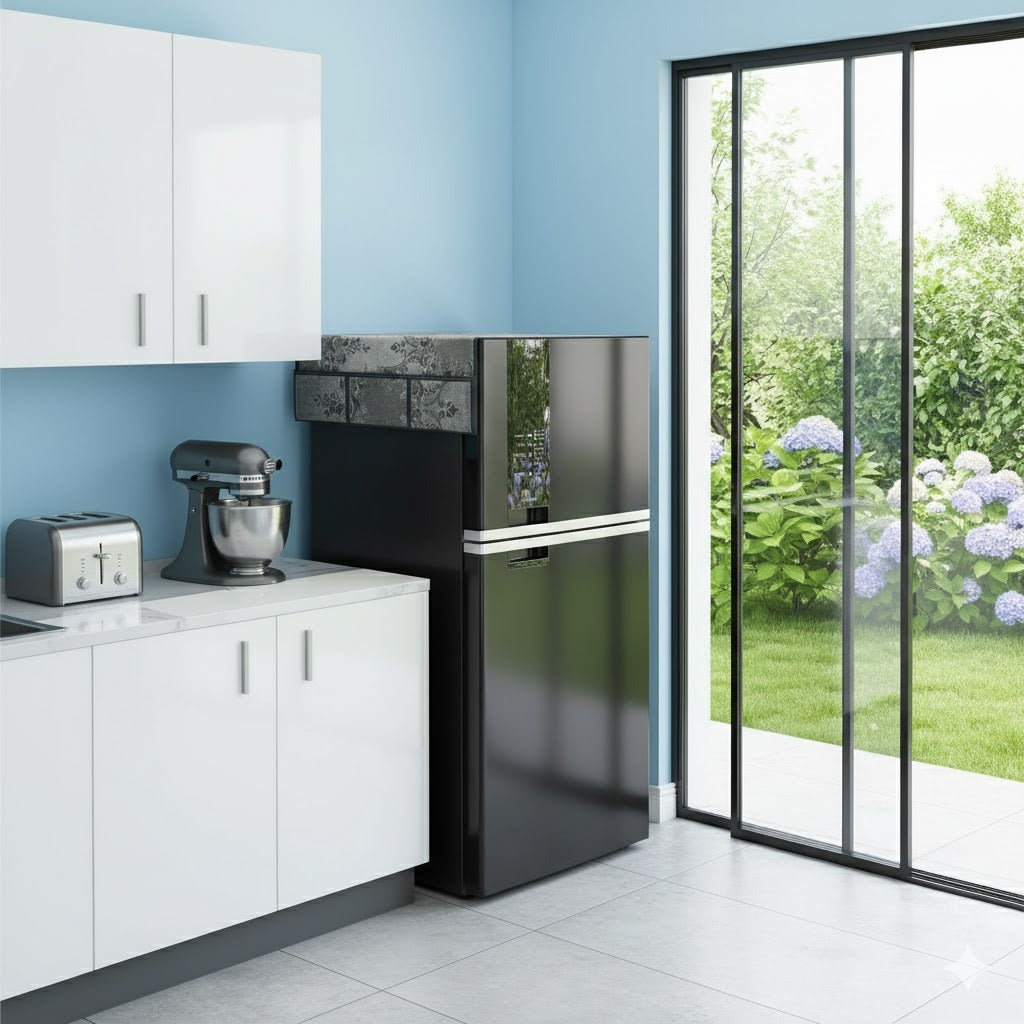 Ryka Premium PVC Fridge Top Cover | Waterproof & Dustproof Refrigerator Cover with 6 Utility Pockets | Stylish Printed Fridge Mat for Home Kitchen Décor