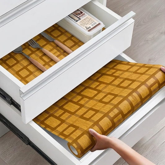 RYKA Shelf Mat | Biscuit Printed Desk Mat | Placemat for Kitchen | PVC Non-Slip Drawer Sheets| Kitchen Cabinet Shelf Liner | 5 Meter (Yellow)