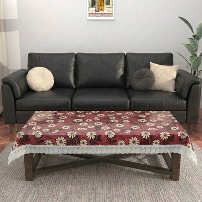 RYKA PVC Printed Table Cover 4 Seater | Table Protector Sheet | Waterproof and Dustproof | Floral Printed Table Cover | Rectangular Center Table Cover | 40X60 Inch (Pack Of 1)