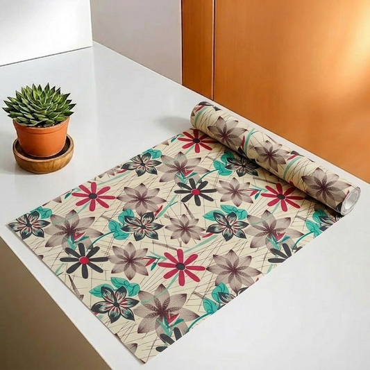 RYKA Shelf Mat | Star Printed Desk Mat | Placemat for Kitchen | PVC Non-Slip Drawer Sheets| Kitchen Cabinet Shelf Liner | 5 Meter (Yellow)
