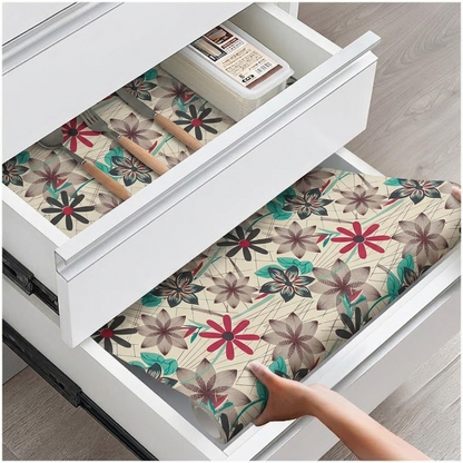 RYKA Shelf Mat | Star Printed Desk Mat | Placemat for Kitchen | PVC Non-Slip Drawer Sheets| Kitchen Cabinet Shelf Liner | 5 Meter (Yellow)