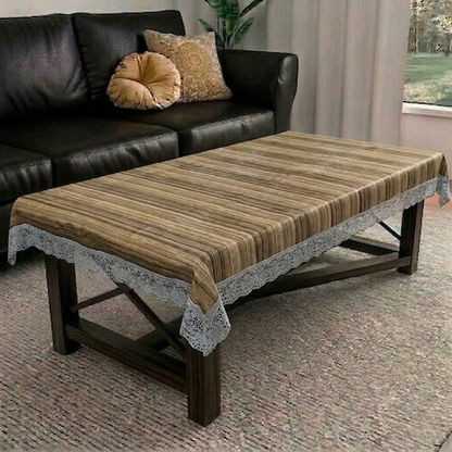 RYKA PVC Printed Table Cover 4 Seater | Table Protector Sheet | Waterproof and Dustproof | Wooden Printed Table Cover | Rectangular Center Table Cover | 40X60 Inch (Pack Of 1)