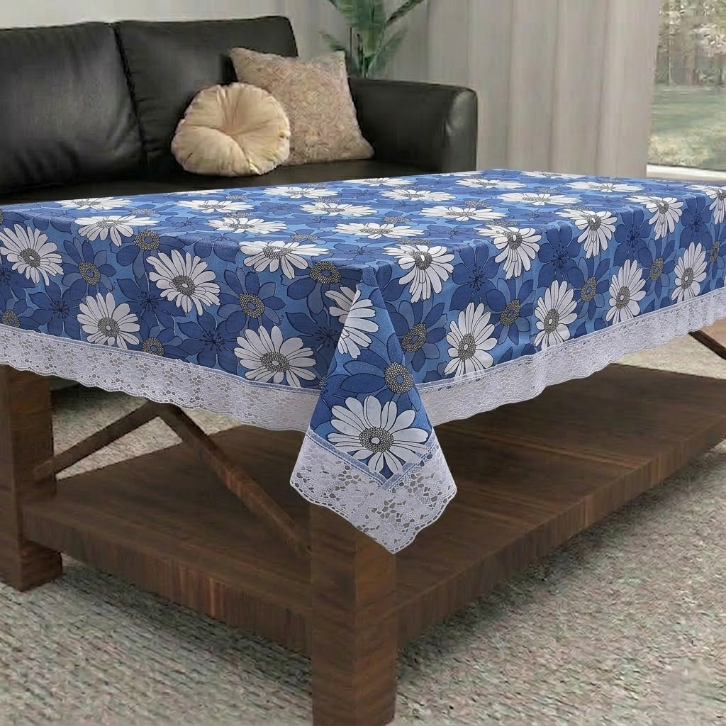 RYKA PVC Printed Table Cover 4 Seater | Table Protector Sheet | Waterproof and Dustproof | Floral Printed Table Cover | Rectangular Center Table Cover | 40X60 Inch (Pack Of 1)