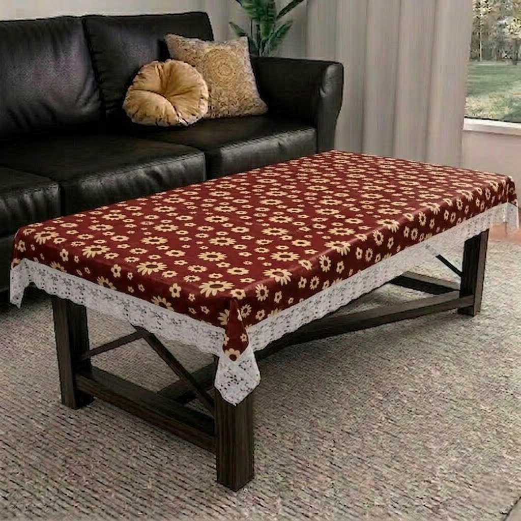 RYKA PVC Printed Table Cover 4 Seater | Table Protector Sheet | Waterproof and Dustproof | Floral Printed Table Cover | Rectangular Center Table Cover | 40X60 Inch (Pack Of 1)