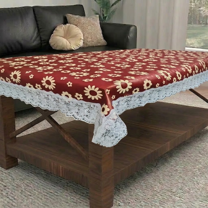 RYKA PVC Printed Table Cover 4 Seater | Table Protector Sheet | Waterproof and Dustproof | Floral Printed Table Cover | Rectangular Center Table Cover | 40X60 Inch (Pack Of 1)